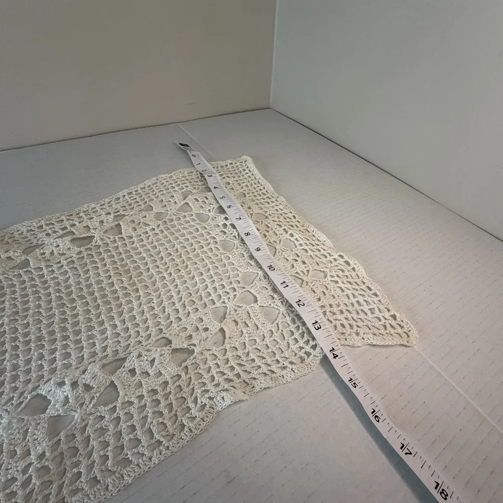 Vintage Victorian White Ivory Cottagecore Crochet Doily Rectangle Decor 4 PC Set